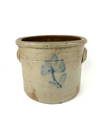 Antique Primitive Crock Blue Flower