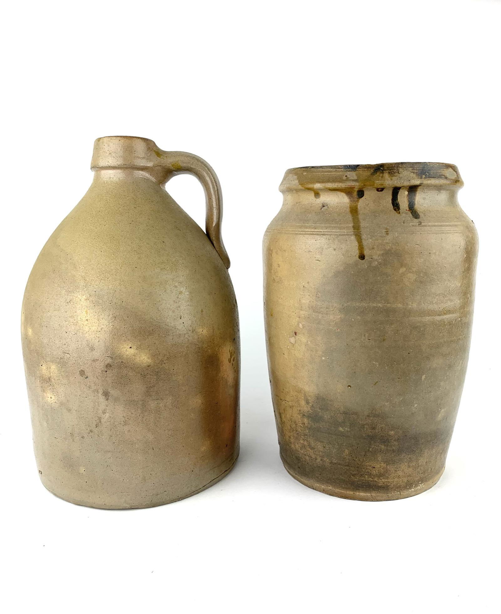 2 Primitive Stone Ware Crock Jugs (1 of 8)