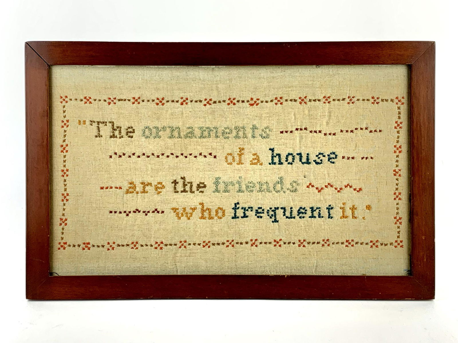 Antique Cross Stitch Home Wall Art Textile Framed (1 of 5)