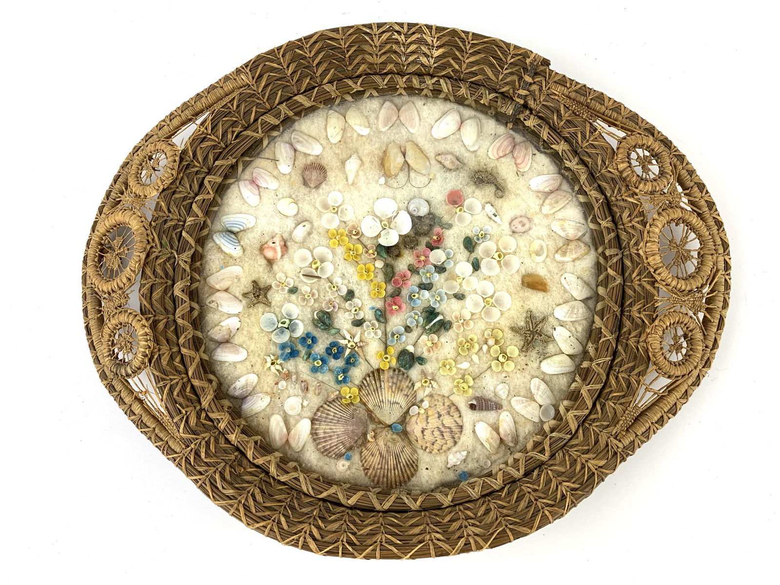 Folk Art Woven Rye Straw Pennsylvania Dutch Shell Art (1 of 7)