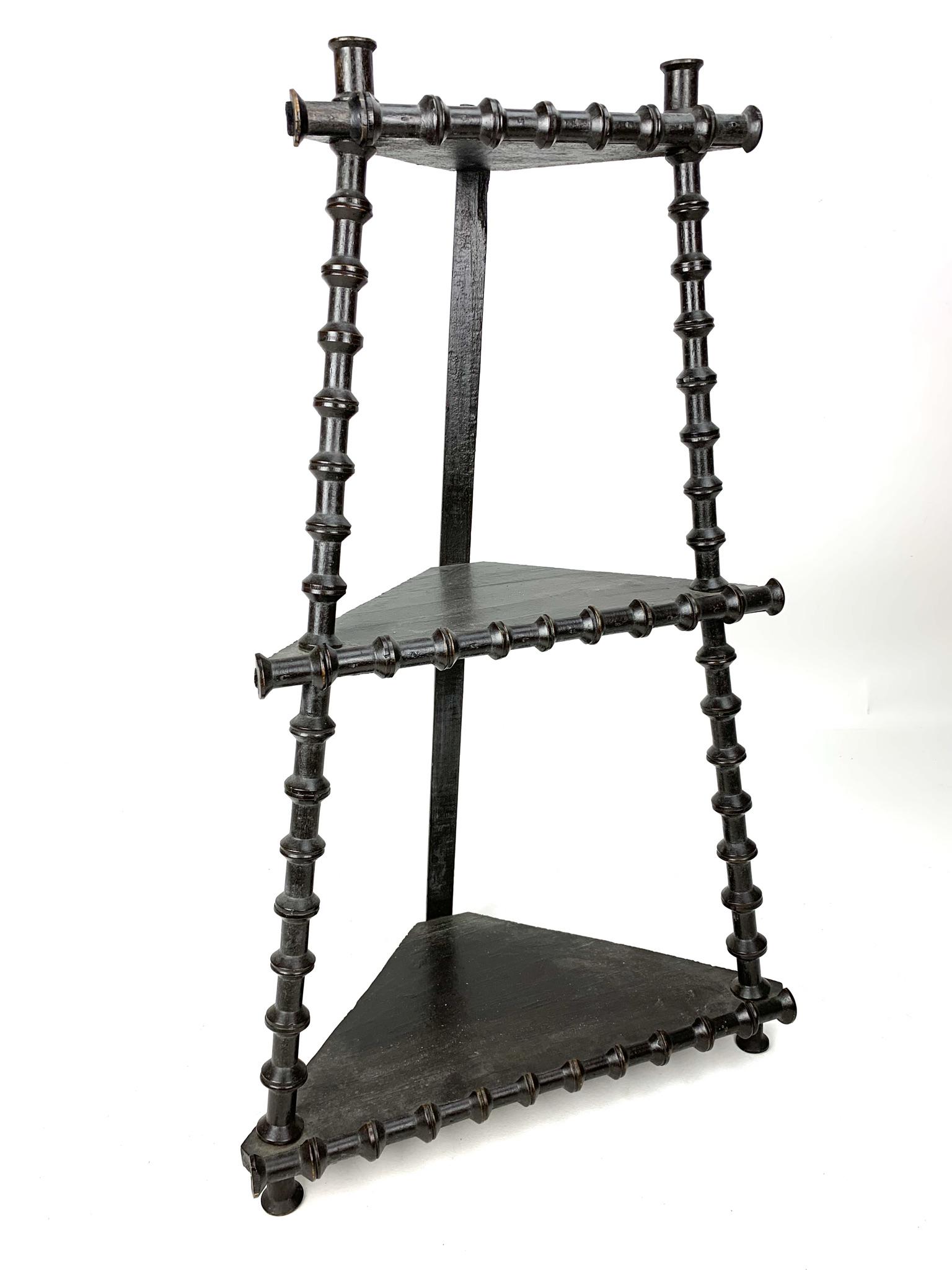 Antique Folk Art Spool Corner Shelf (1 of 11)