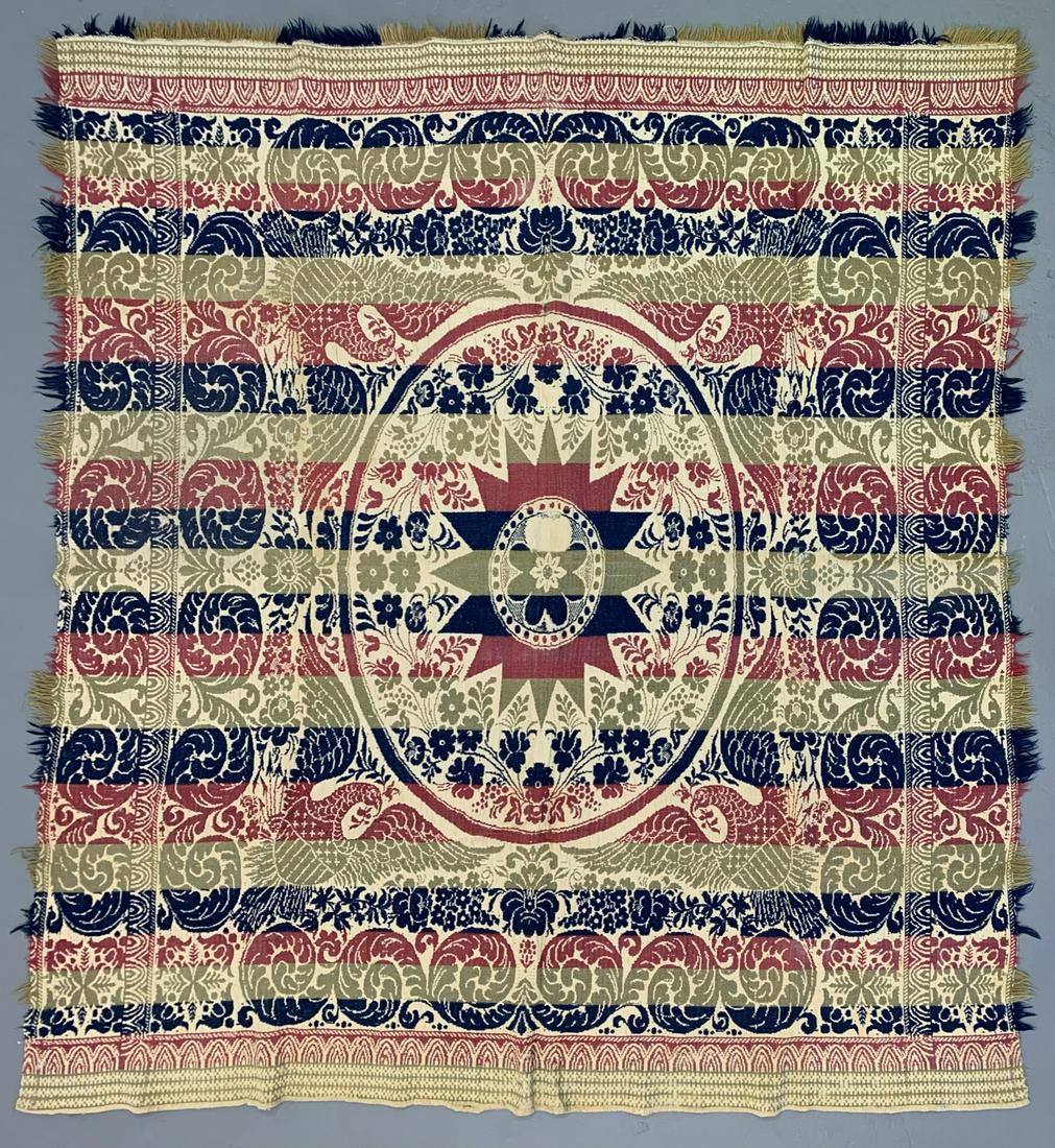 Antique Early American Eagle Shield Coverlet Quilt (1 of 8)