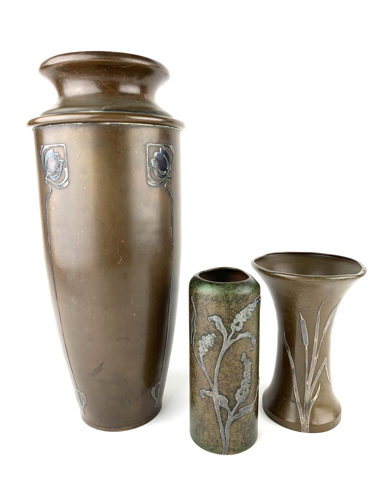 Heintz Art Nouveau Sterling Bronze Vase Group (1 of 9)