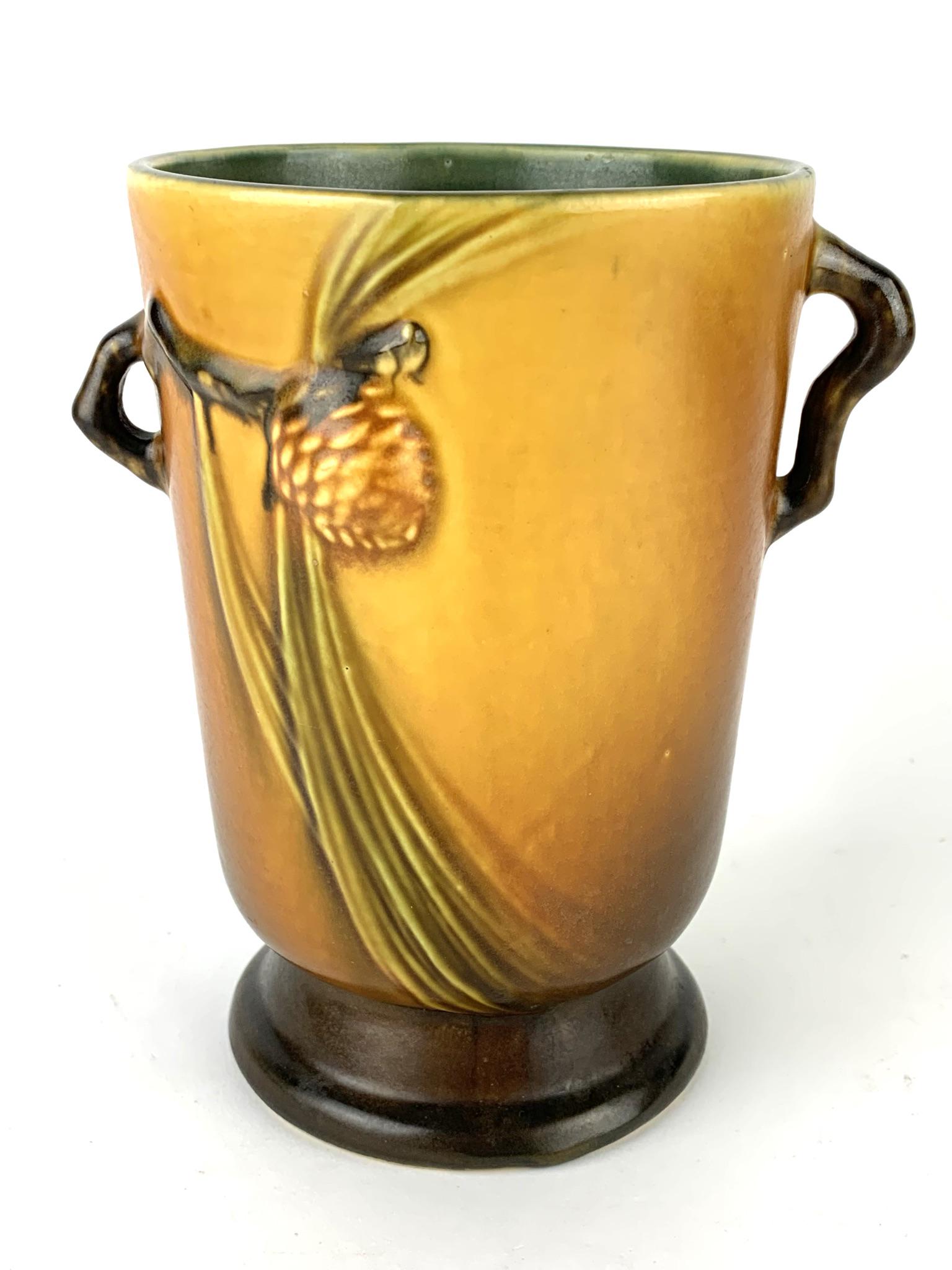 Roseville Pine Cone Handle Vase (1 of 5)