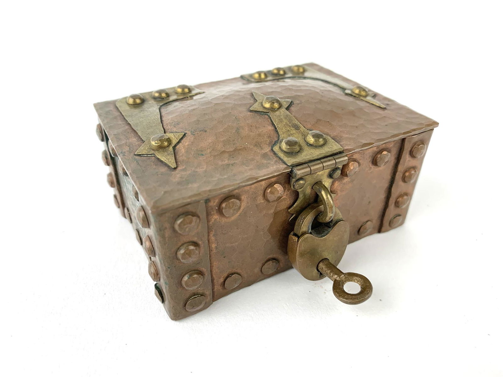 Arts & Crafts Hammered Copper Miniature Trunk by Fred E. Fifeild (1 of 7)