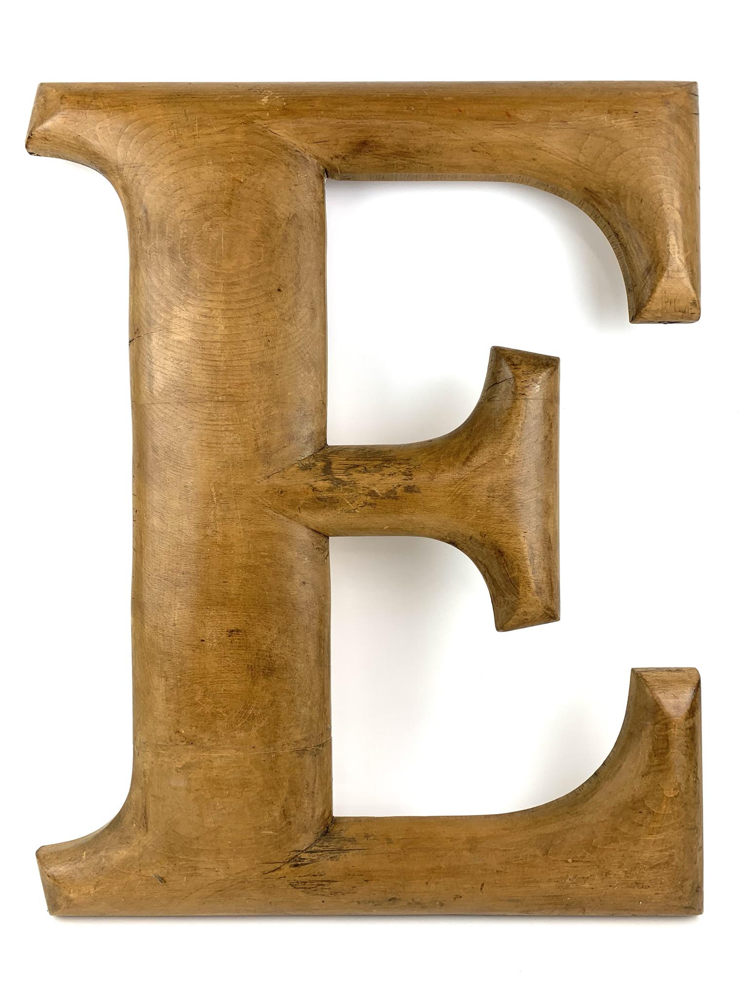 Large Antique Wood Sign Letter E Folk Art (1 of 6)