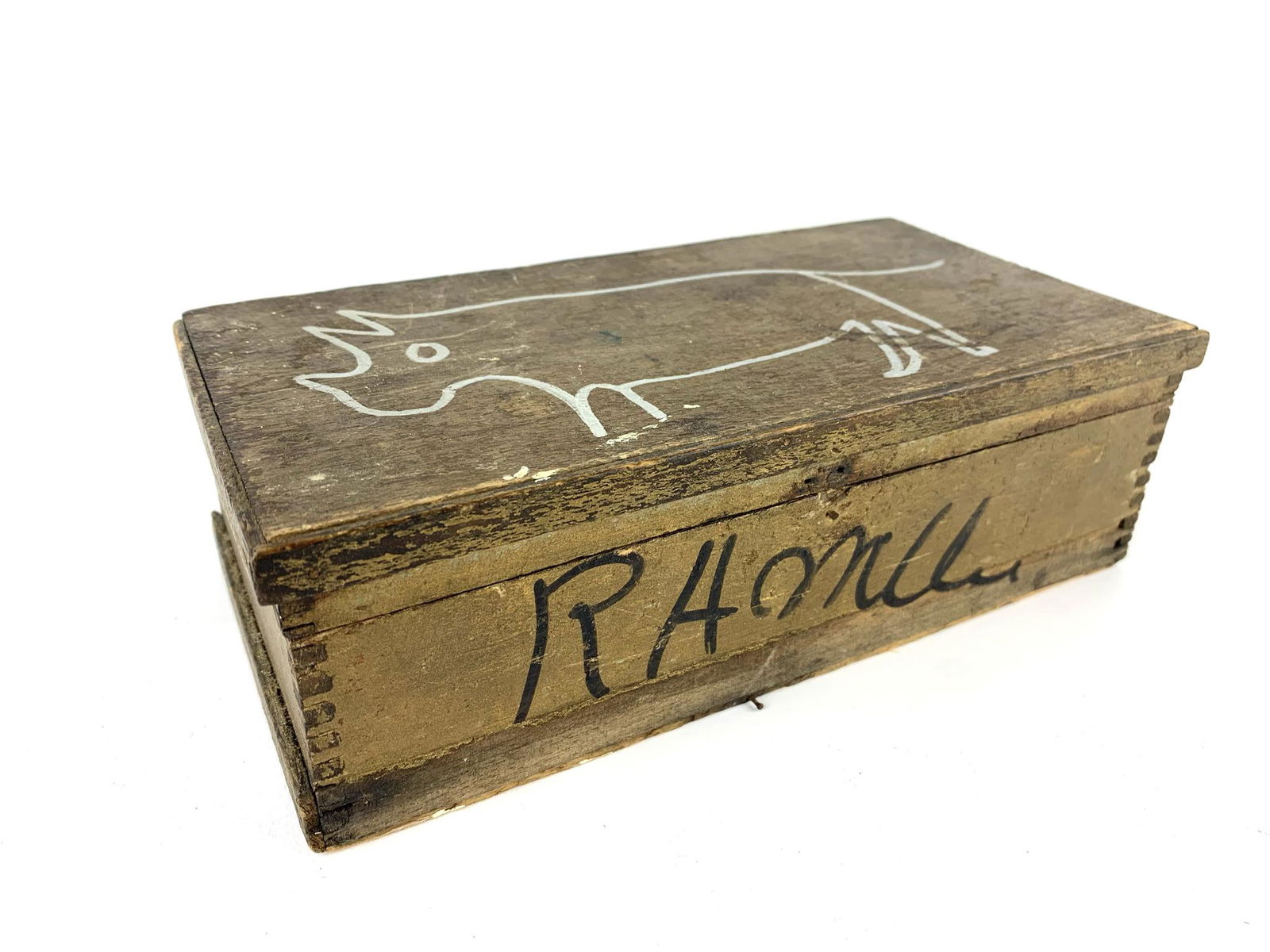 R.A. Miller Folk Art Wood Tool Box Catfish Man (1 of 8)