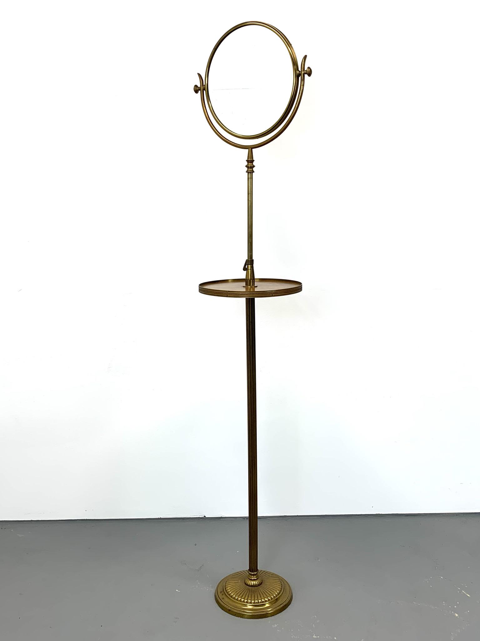 Antique Brass Floor Stand Shaving Mirror (1 of 9)