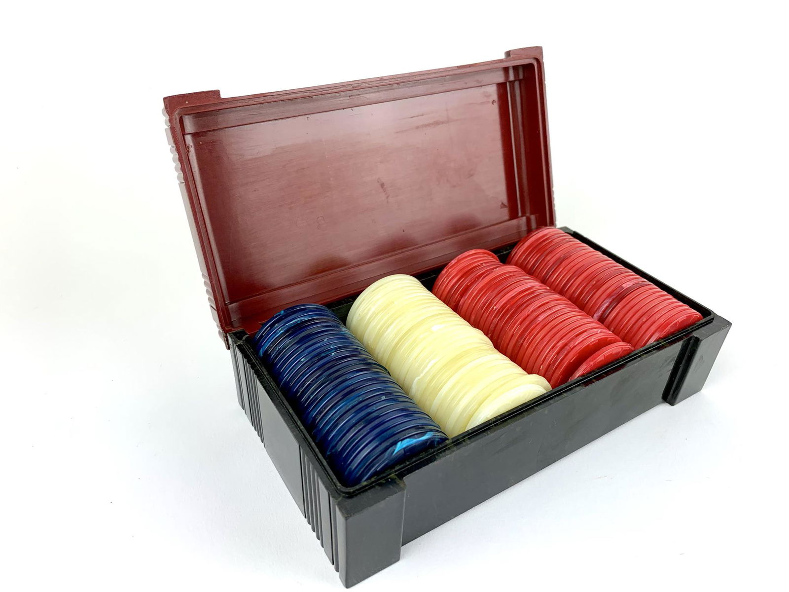 Art Deco Bakelite Poker Chips Case w/Chips (1 of 5)