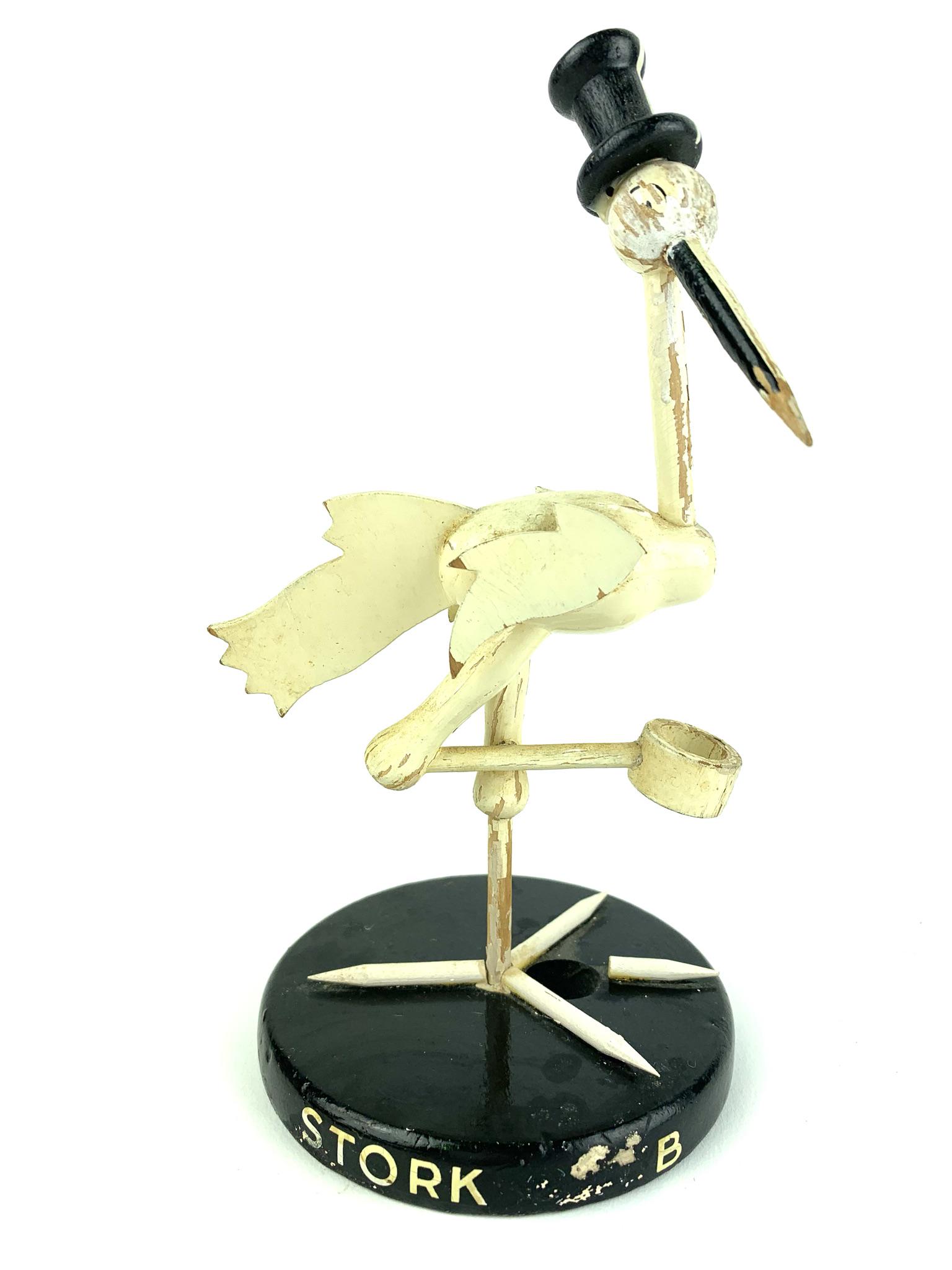 Stork Club Art Deco Wood Bud Vase Holder: Wooden Stork Club bud vase or pen holder. Measures 8" x 4"