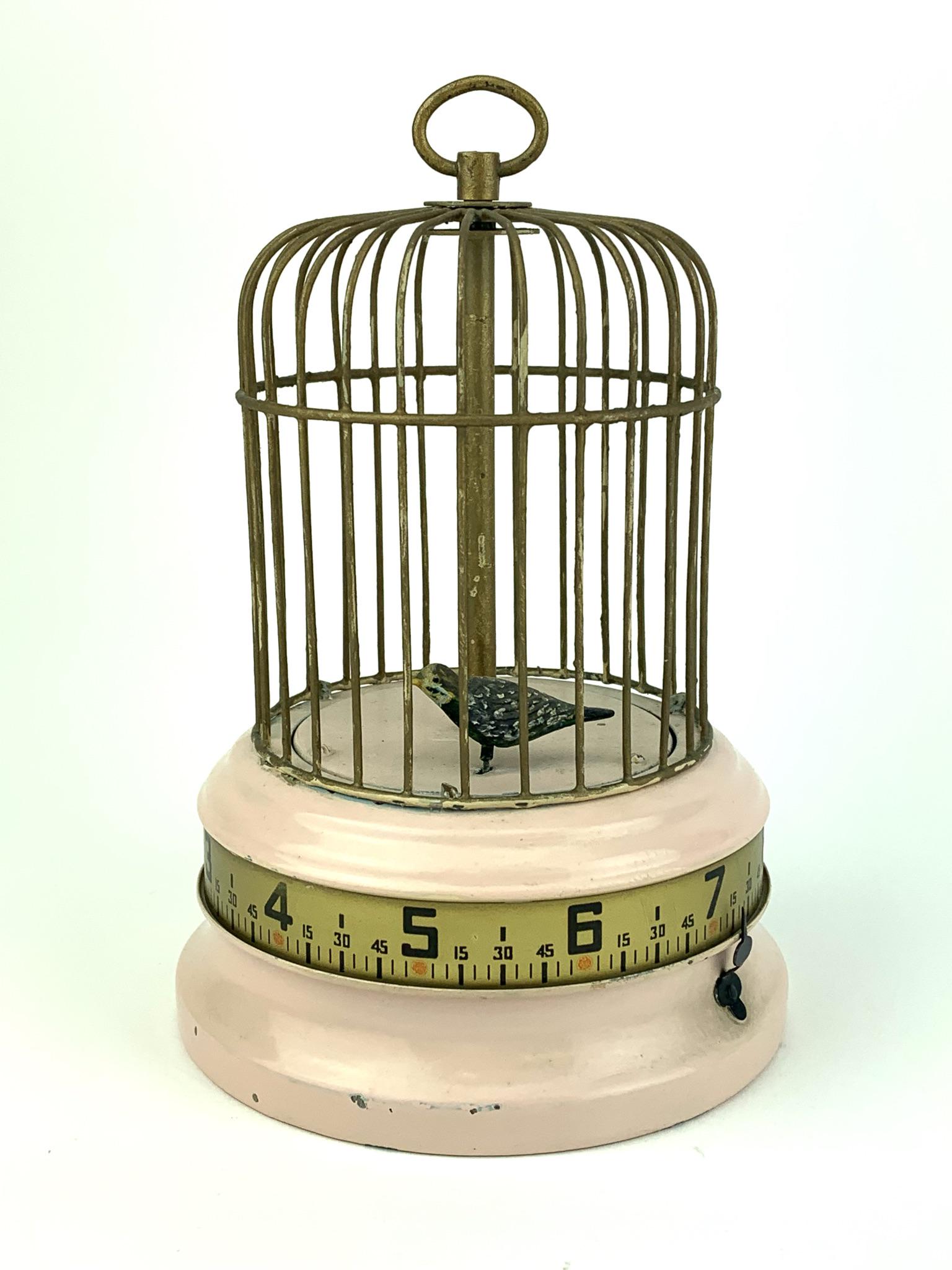Antique Mechanical Bird Cage Clock Tape Measure (1 of 6)