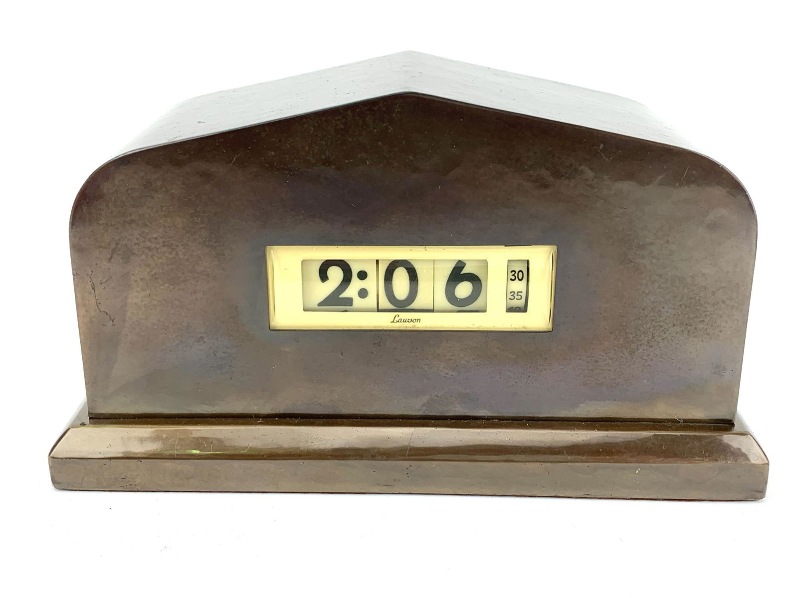 Art Deco Hammered Bronze or Copper Lawson Digital Clock (1 of 7)