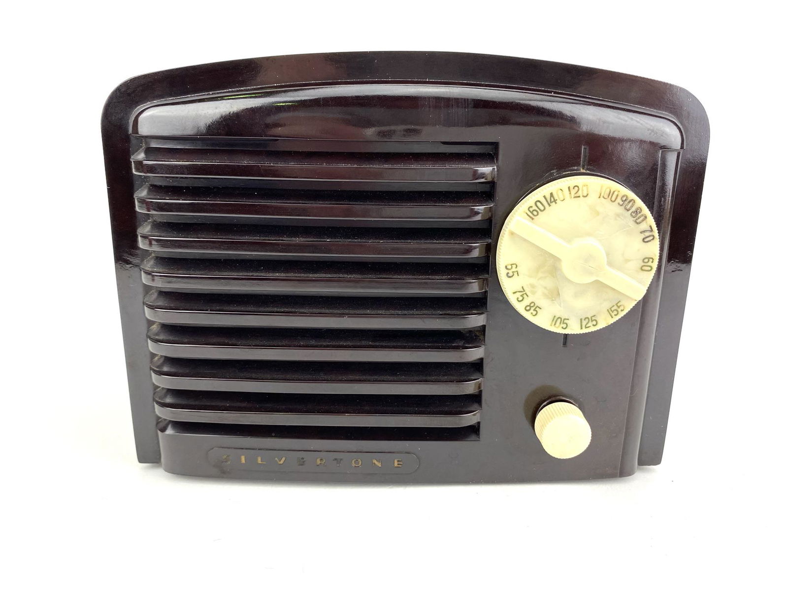 Art Deco Bakelite Silvertone Tube Radio White Dial (1 of 8)