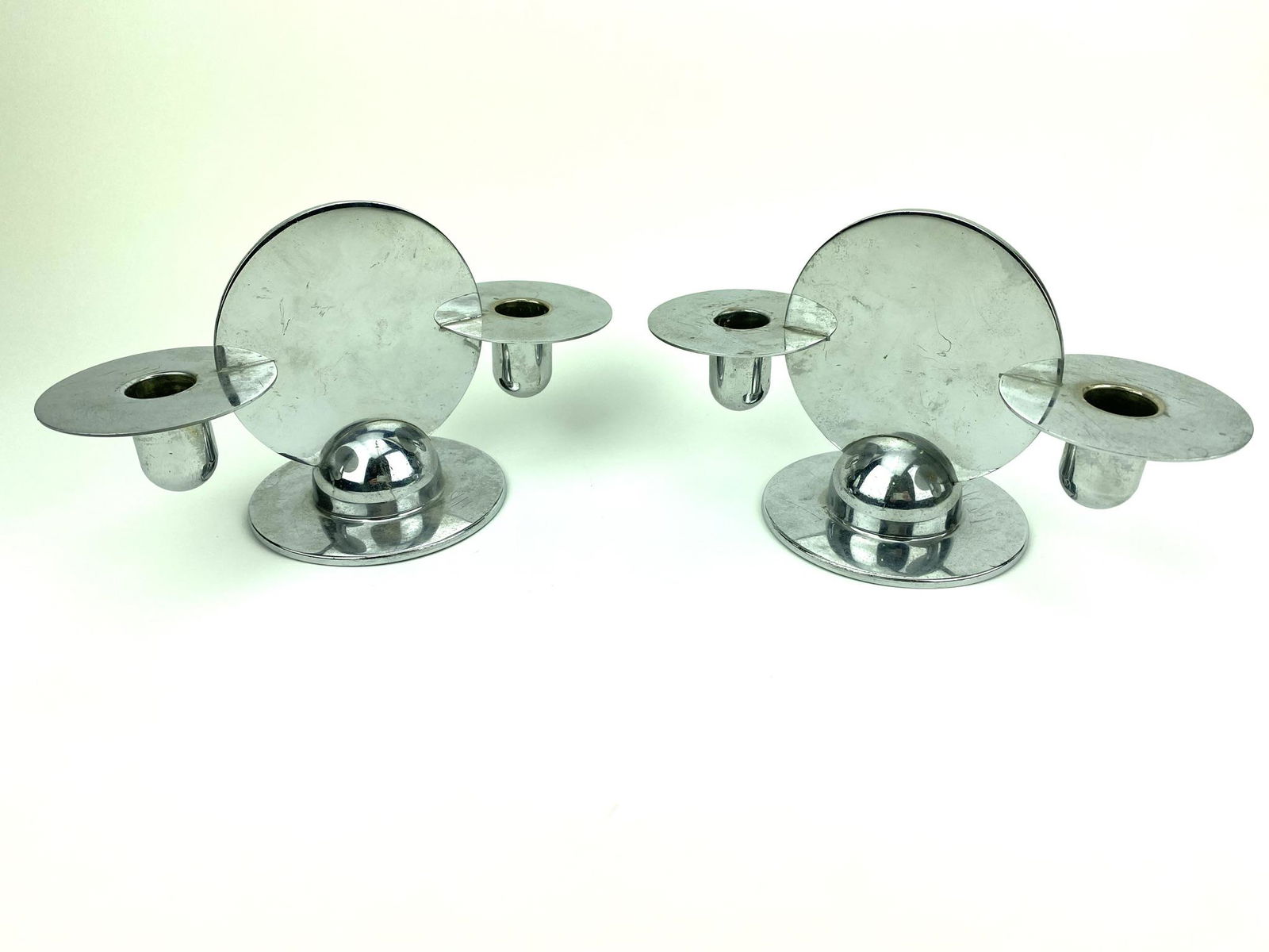 Art Deco Chrome Chase Disc Candlesticks (1 of 7)