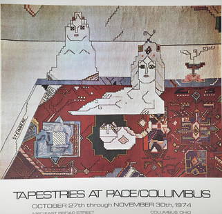 Steinberg Tapestries at Pace/Columbus Poster: Thick paper lithograph poster for the Pace/Columbus tapestry gallery 1974. Measures 23 1/2" x 26".