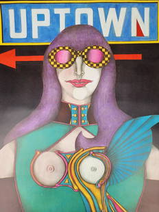 Richard Lindner 'Uptown' 1970s Poster: Vintage Richard Lindner "Uptown" Poster circa 1970s. Measures 21 1/2 "x 27 1/2"