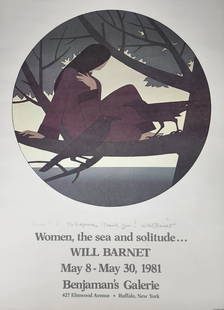 Will Barnet Signed Galerie Lithograph Poster: Women, The Sea and Solitude Will Barnet pencil signed exhibition poster lithograph. Measures 24" x 30"