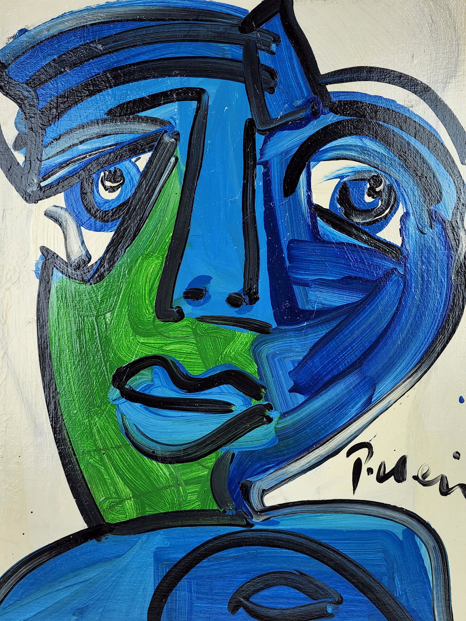 Peter Keil Blue Abstract Portrait Painting (1 of 6)