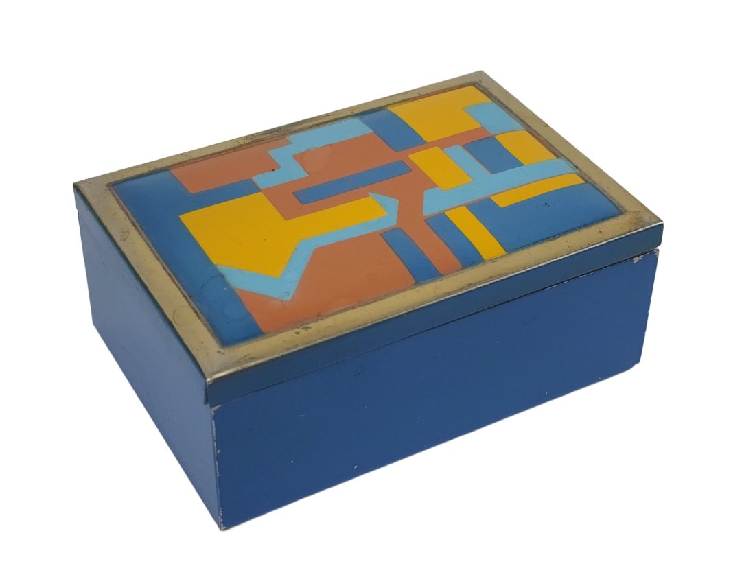 Art Deco Geometric Enamel Metal Box (1 of 5)
