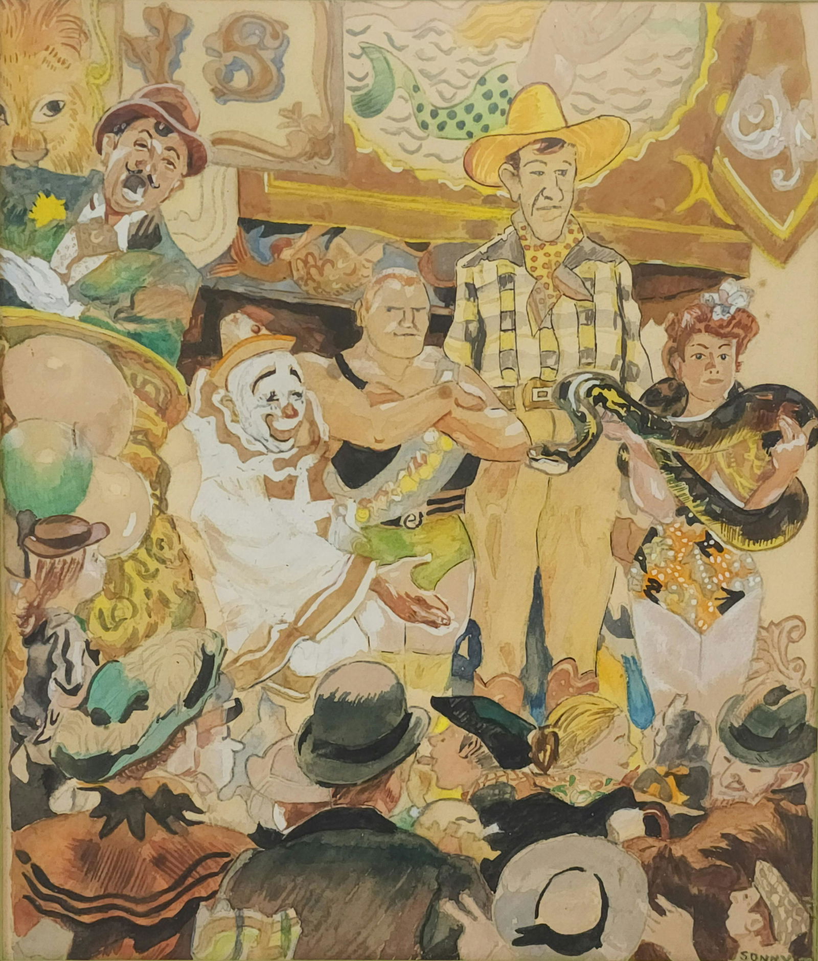 Vintage Carnival Circus Sideshow Original Painting (1 of 8)