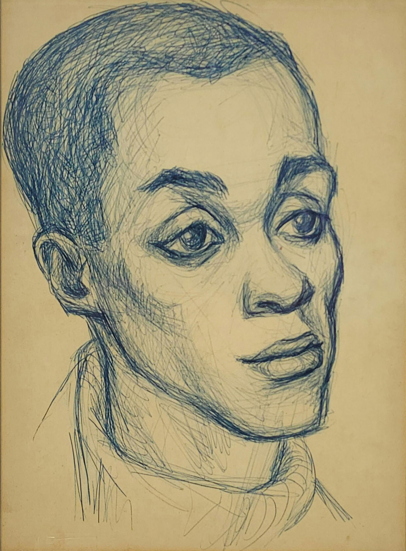 Vintage African American Pen & Ink Portrait MCM (1 of 7)