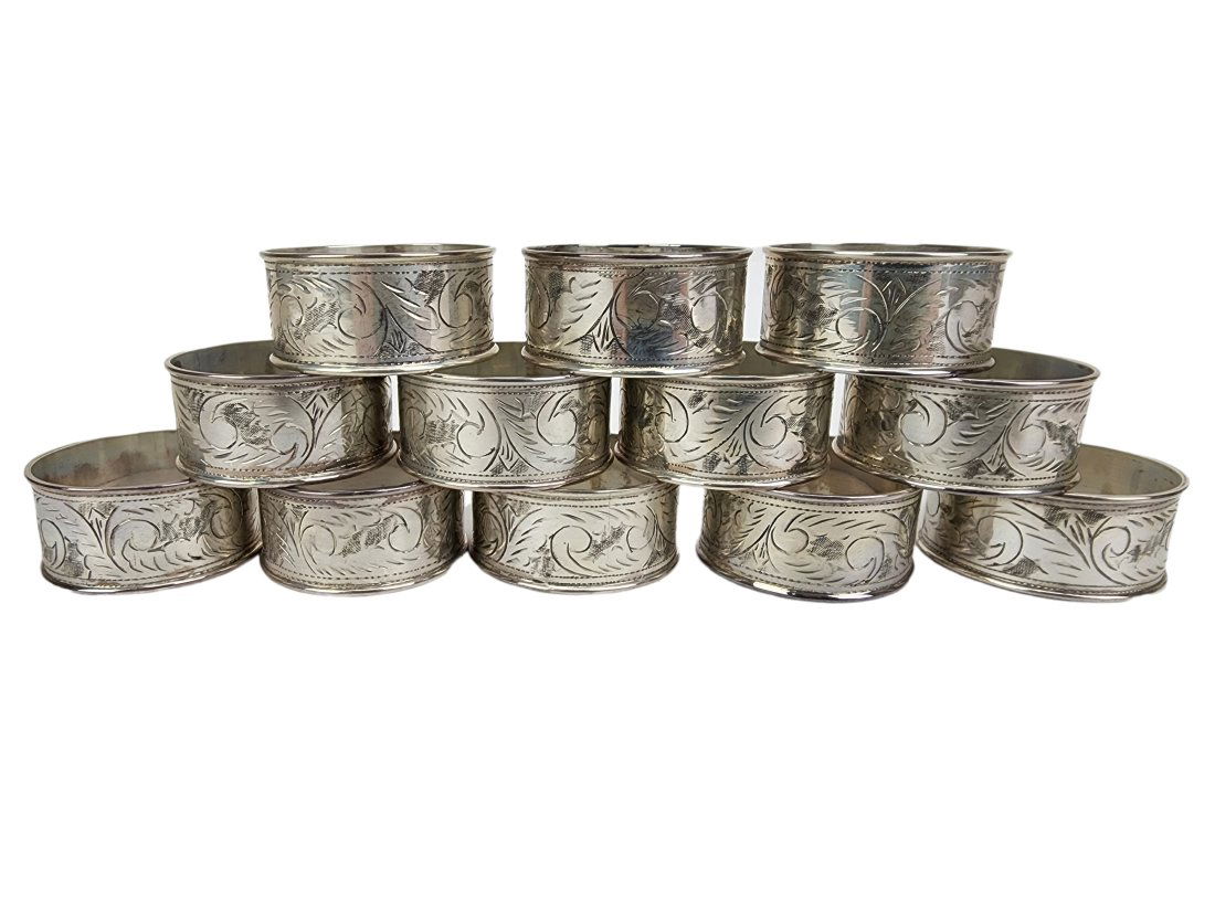 Antique Sterling Silver Ornate Napkin Rings (1 of 8)