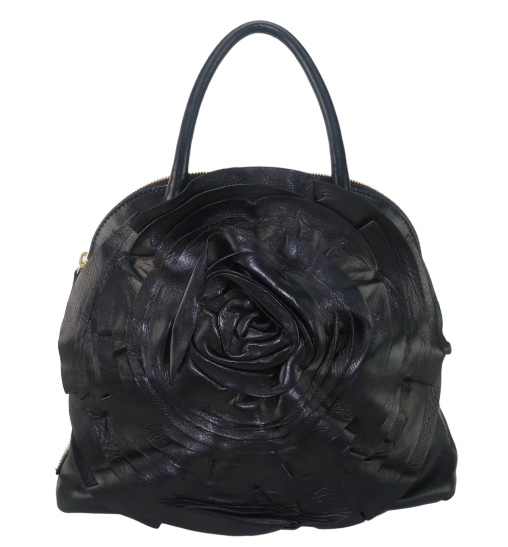 Valentino Garavani Black Leather Petale Dome Handbag (1 of 15)