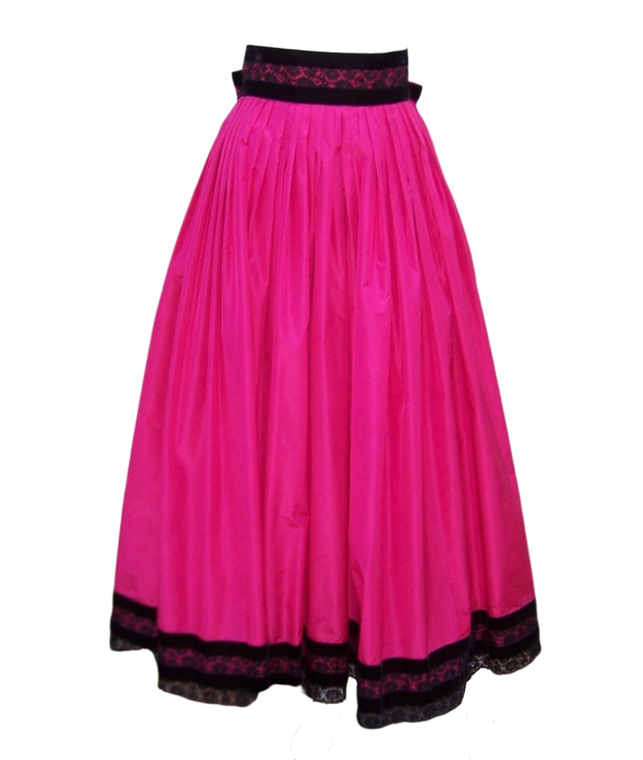 Oscar de la Renta Velvet & Silk Taffeta Skirt, 1980's (1 of 11)