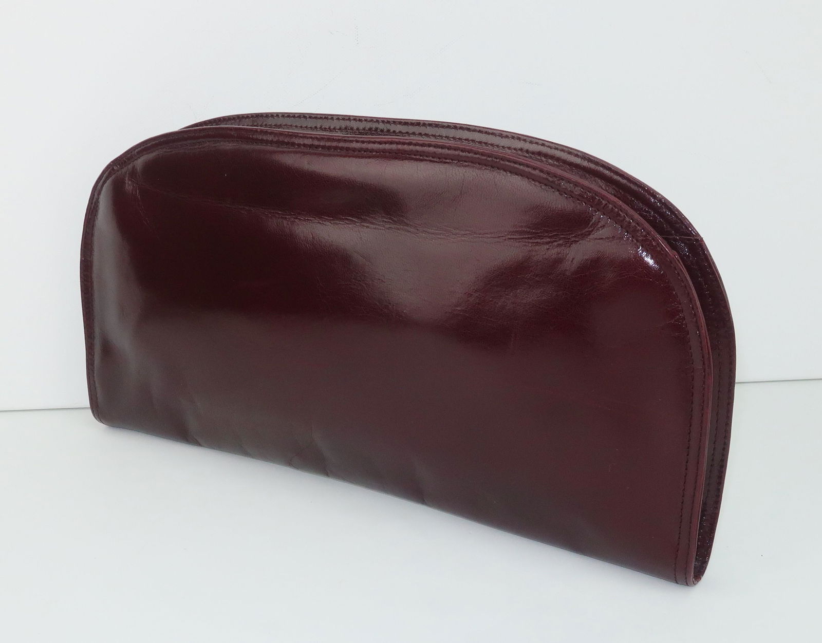 Bottega Veneta Burgundy Leather Clutch Handbag, 1970's (1 of 12)