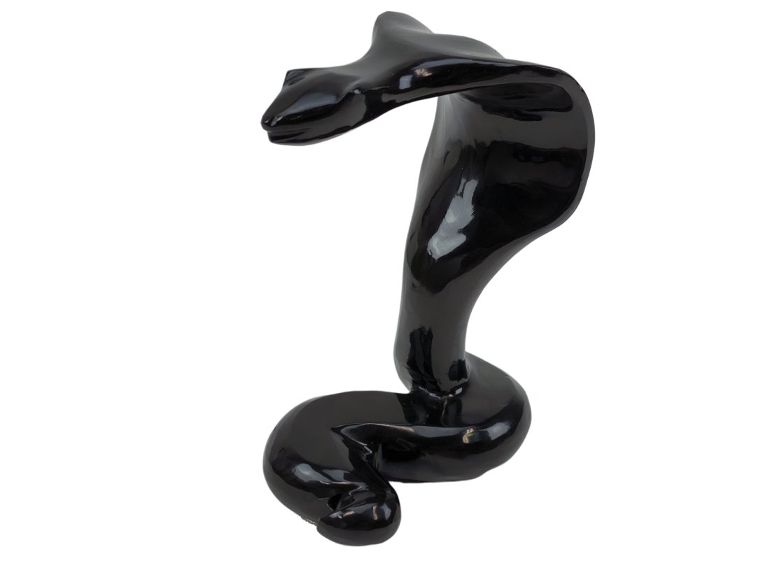 Mexican Black Stone Obsidian Cobra Snake Sculpture (1 of 8)