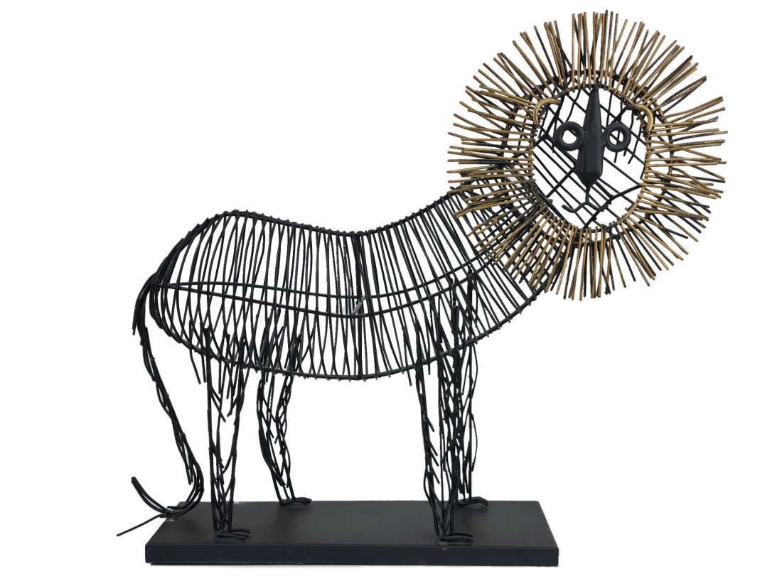 Large Modern Curtis Jere Style Wire Lion Sculpture (1 of 7)