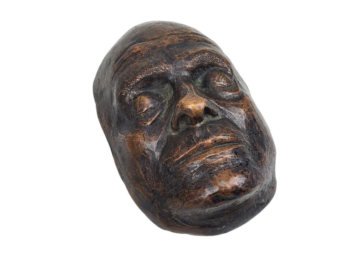 Solid Bronze Death Mask Sculpture Signed 1975 (1 of 7)
