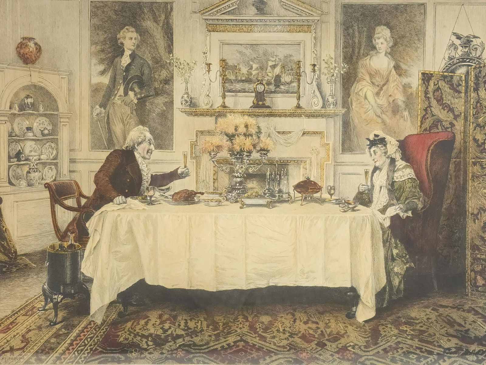 Antique "Darby & Joan" Sadler & Boucher Signed Etching (1 of 5)