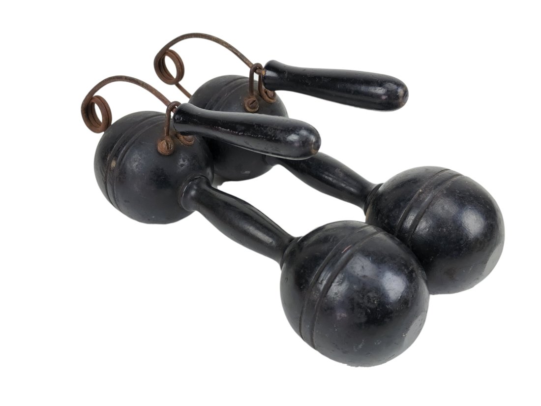 Antique Victorian Wood Dumbbell Hand Grip Exercise Tools (1 of 6)