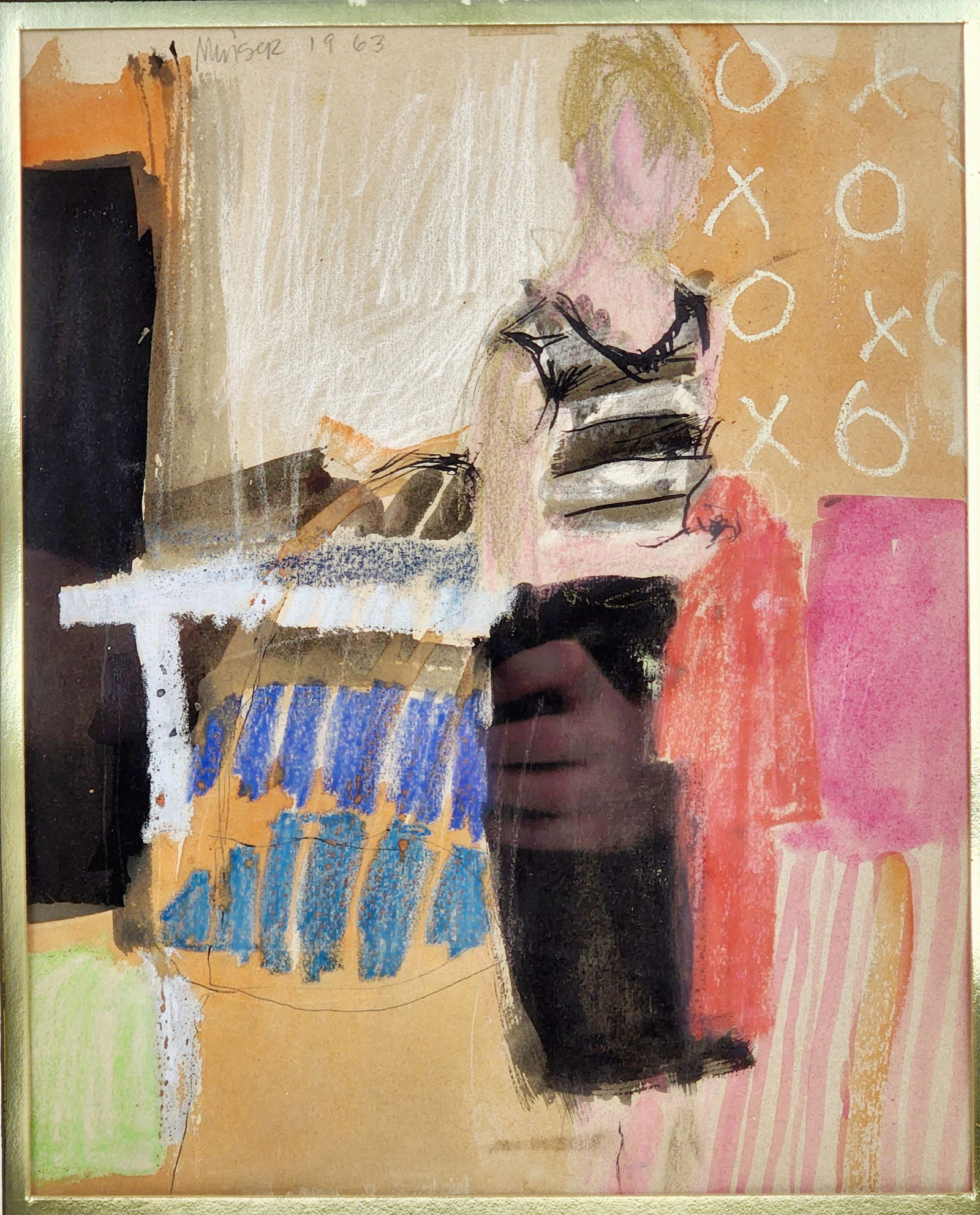 Mid Century Mixed Media Abstract by Patty Minser 1963 (1 of 8)