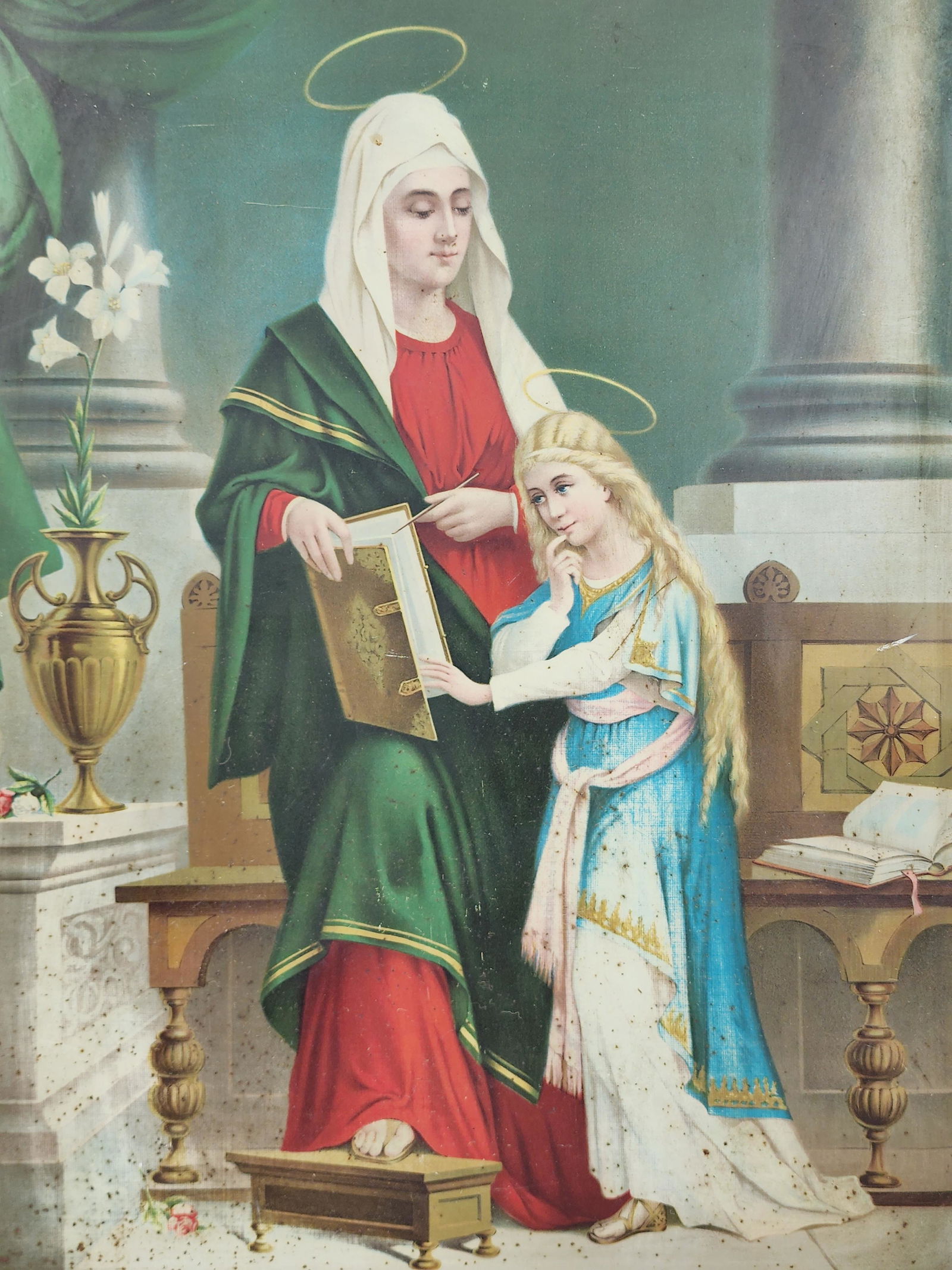 Antique Print on Metal Saint Anne Religious Art (1 of 6)