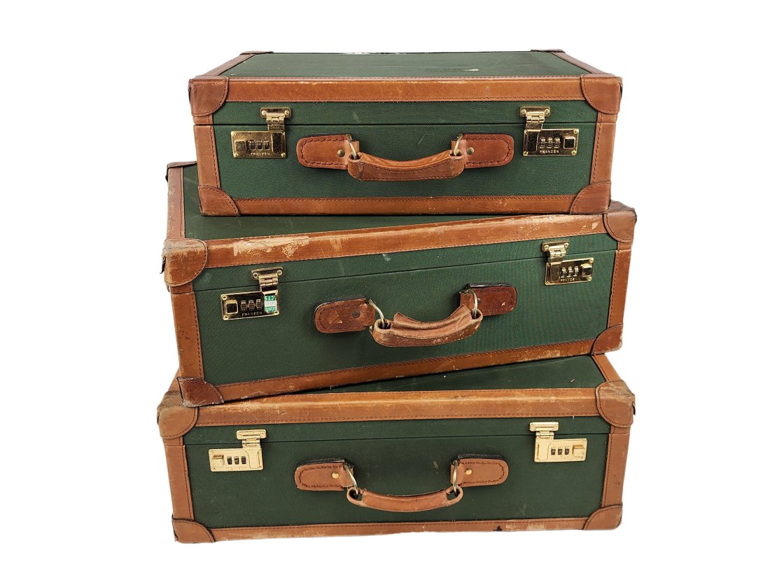Vintage Canvas & Leather Franzen Suitcase Luggage Set (1 of 9)