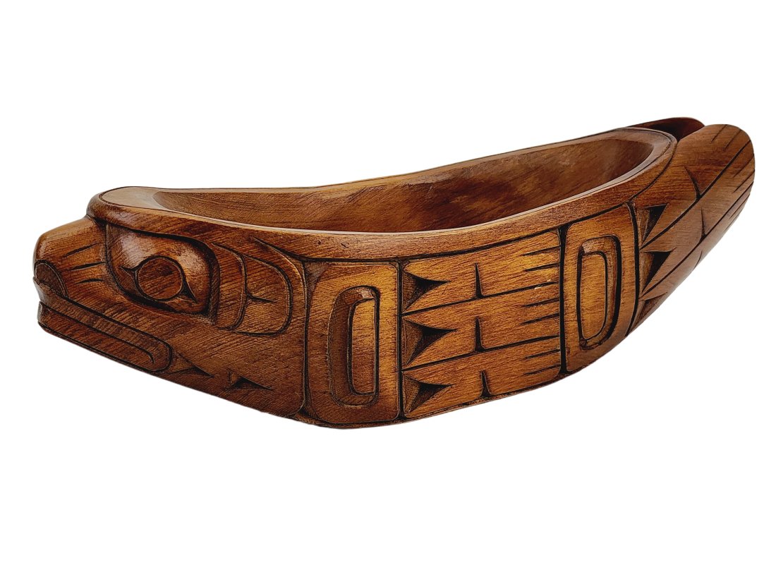Northwest Coast Carved Wood Seal Feast Bowl Tom Whonnock (1 of 7)