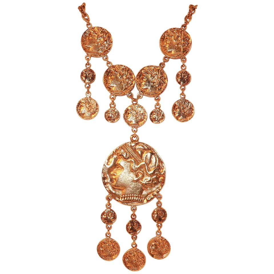 Trifari Gold Coin Medallion Necklace, 1970's (1 of 9)