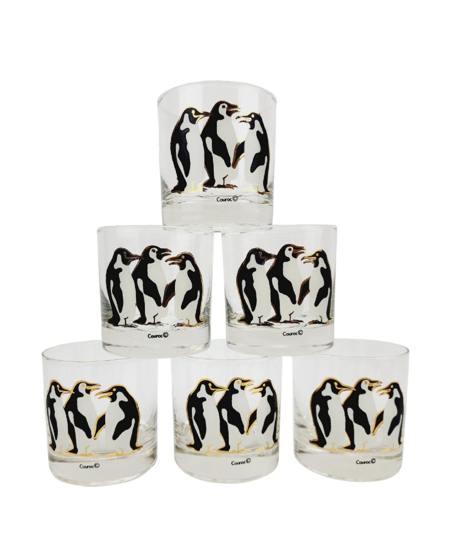 Mid Century Couroc Penguin Glasses Set of 6 (1 of 8)