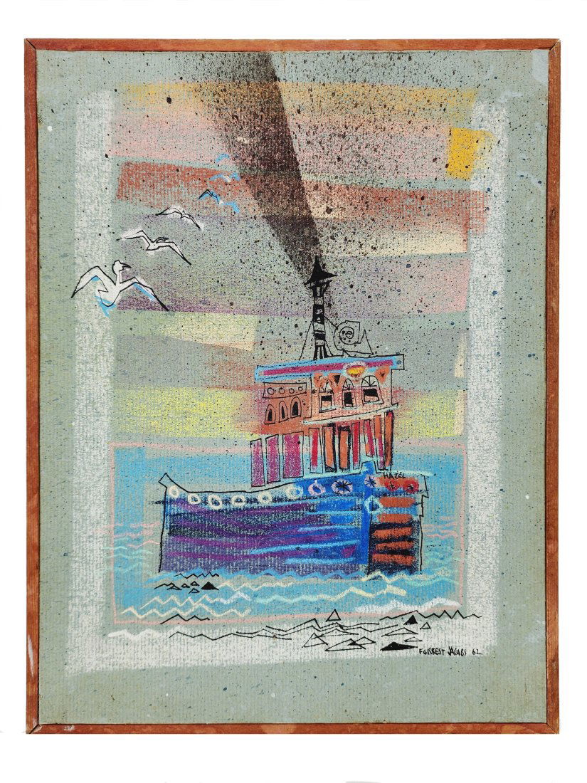 Forrest Jacobs 1962 Mixed Media Boat Art on Board (1 of 5)