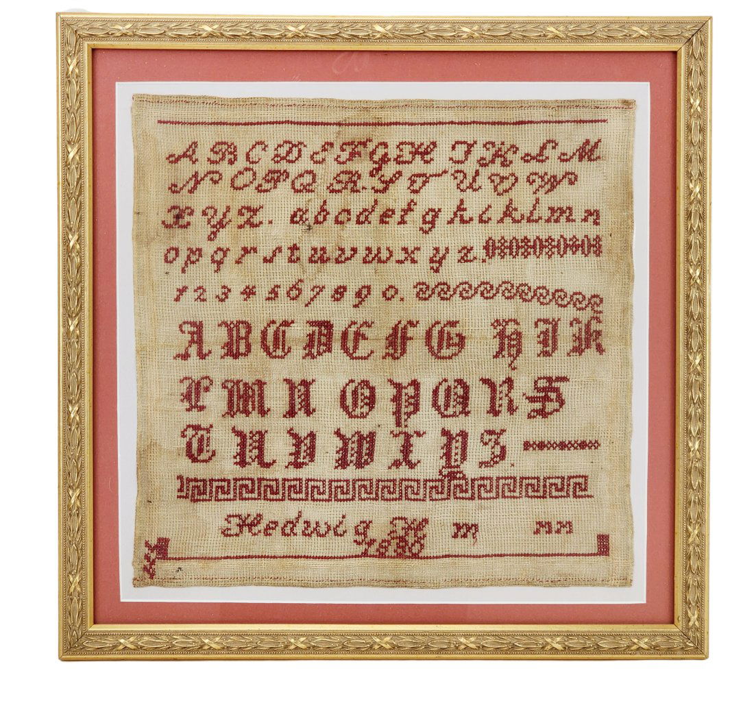1880 Antique Needlepoint Sampler Alphabet Signed (1 of 5)
