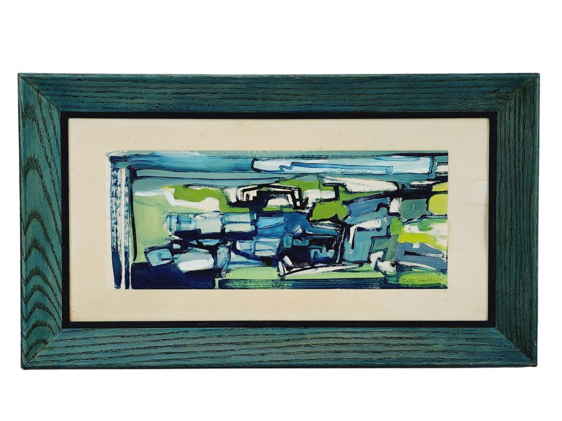 Mid Century Modern Abstract Painting on Paper (1 of 5)