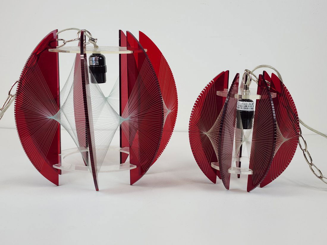 Paul Secon Style Lucite String Light Chandelier (1 of 7)