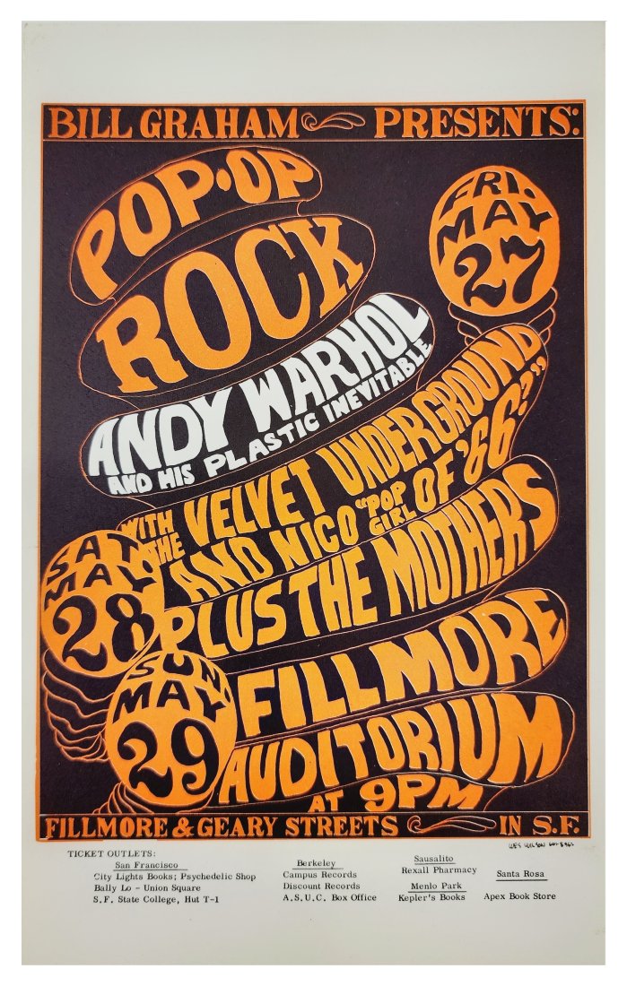 Original 1967 Velvet Underground Andy Warhol Bill Graham Post Card BG-8 (1 of 5)