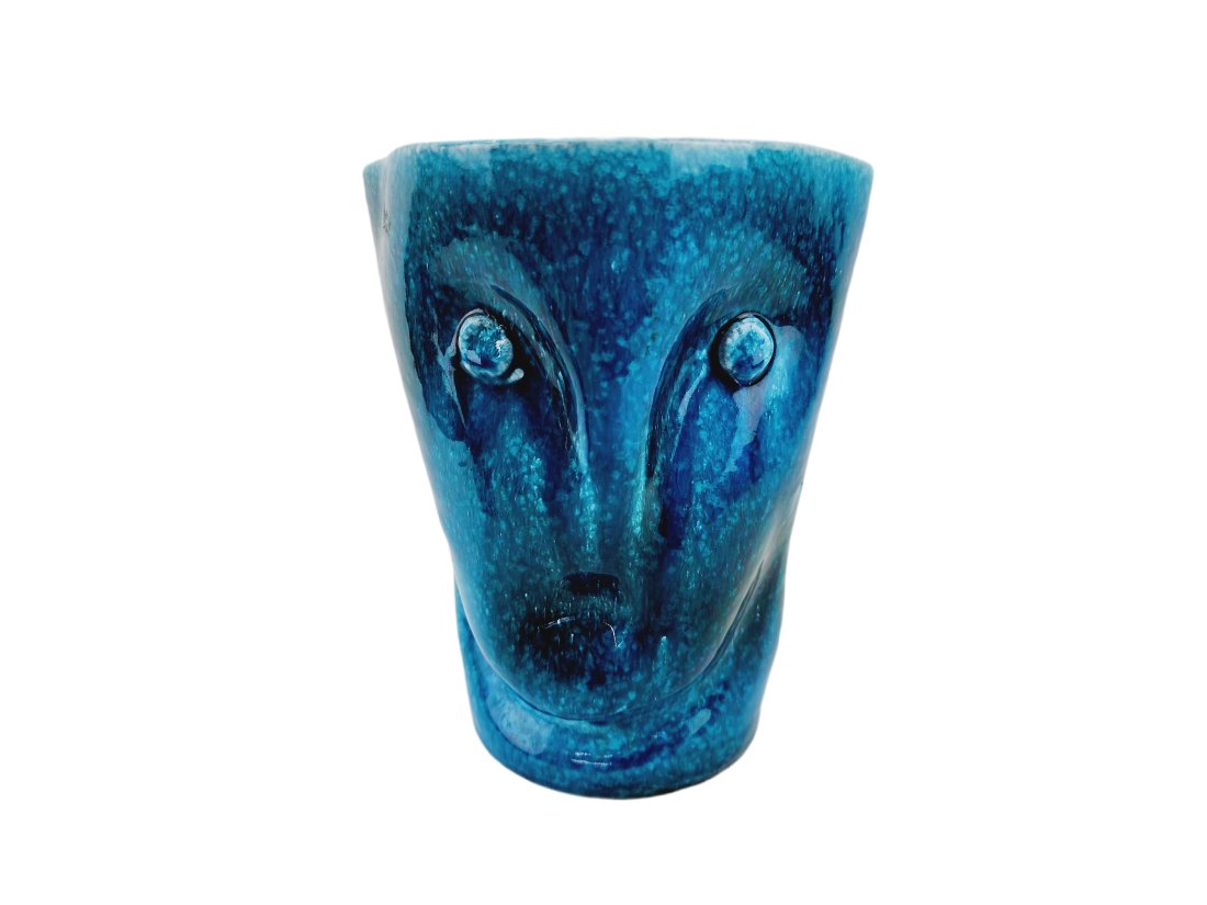 Vintage Mid Century Bitossi for Goodfriend Rimini Blue Face Vase (1 of 5)