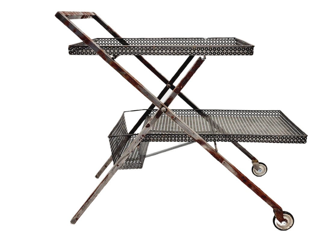 Vintage French Modernist Tea Cart in the style of Mathieu Mategot (1 of 7)