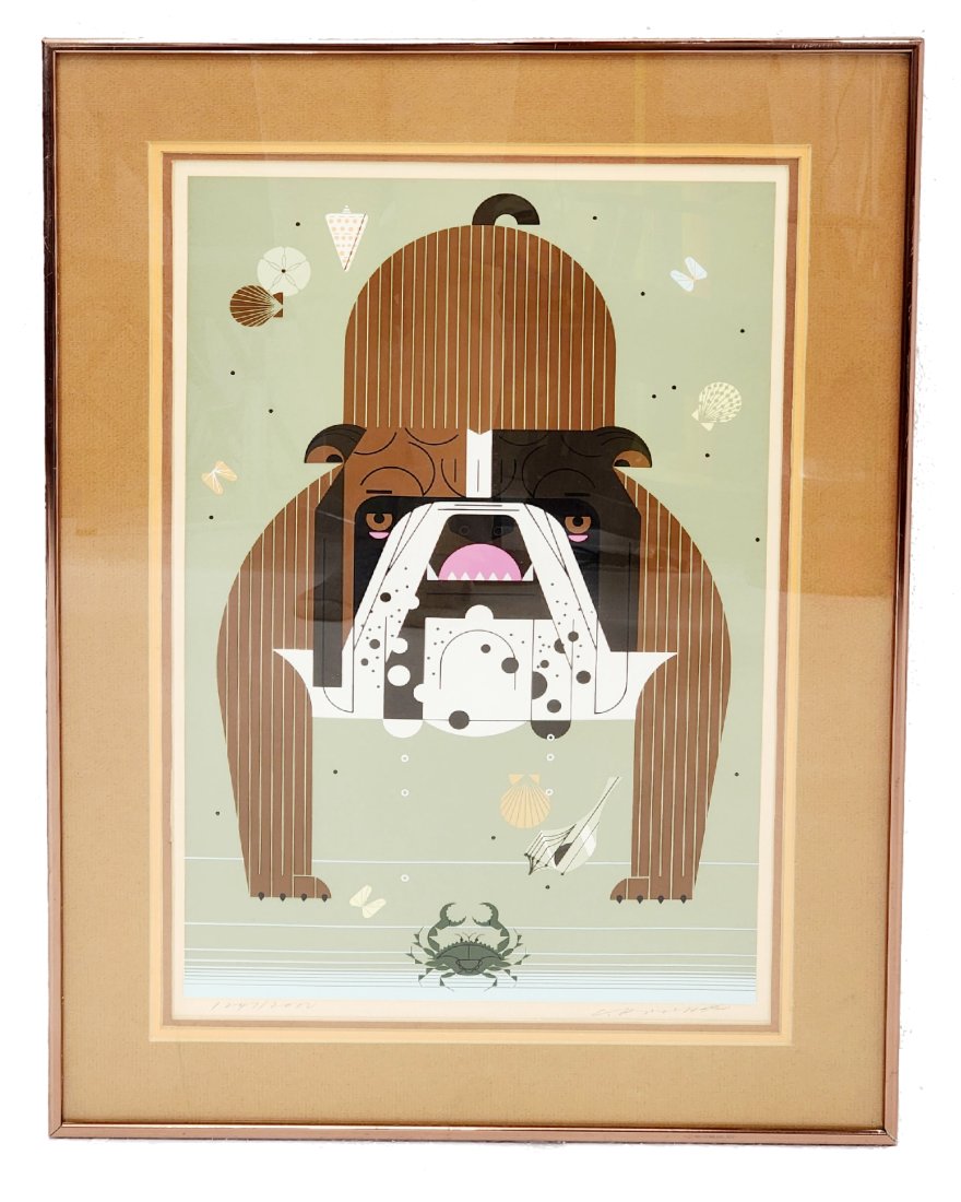 Vintage Charley Harper "Claw" Bulldog Serigraph Signed & Numbered (1 of 7)