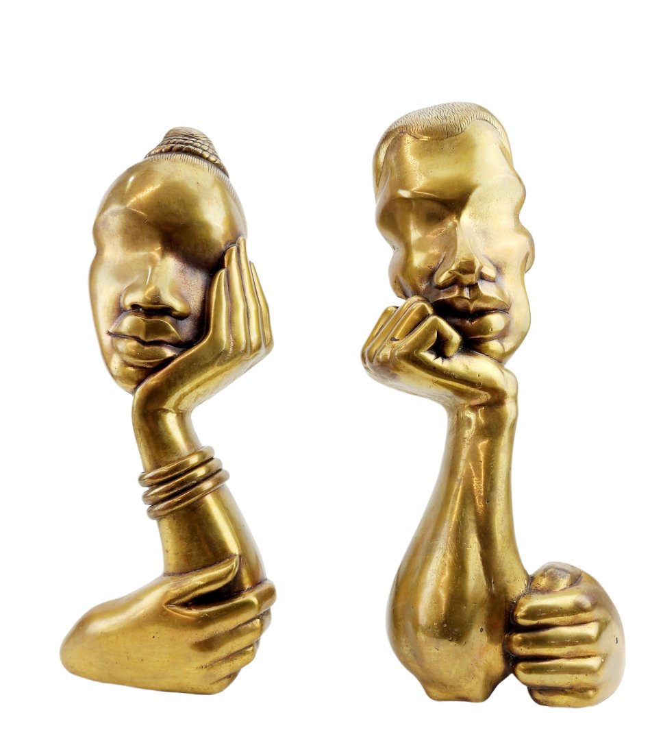 Vintage Modernist Brass Sculptural Andirons (1 of 9)