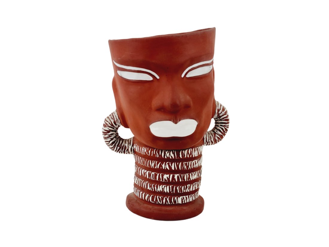 Ceramic Art Studio African Man Tribal Pottery Wall Pocket (1 of 6)